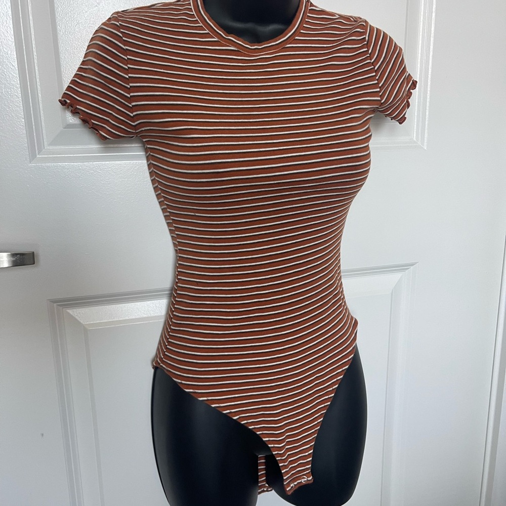 Striped Brown and White Women's Top
